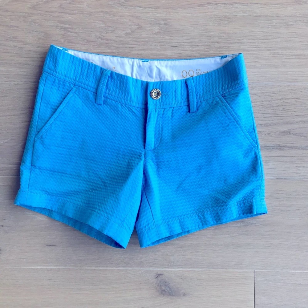 Lilly Pulitzer Bright Blue Textured Cotton Blend Shorts
